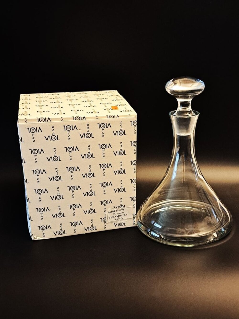 Vintage Viola Glas Pyramid Wine Decanter 0.7L New In Box Clear Glass Ships Style